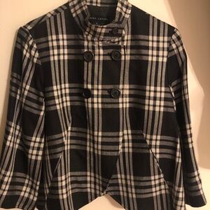 Womens Plaid double button flare jacket